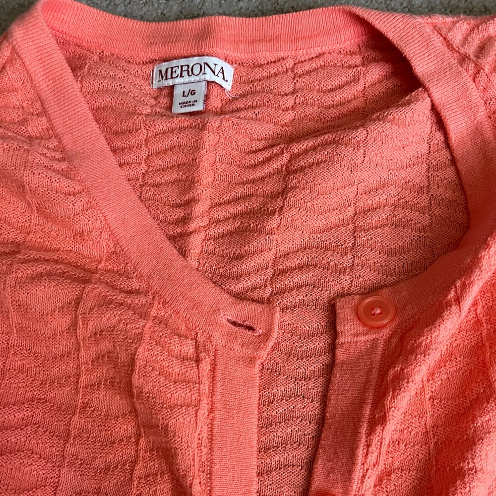 Merona Orange knit Sweater 3/4 sleeve length: Size L